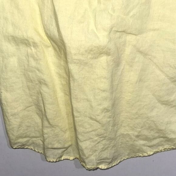 Yellow Linen Tunic Dress With Crochet Neck Detail By Malvin Size XL - Picture 5 of 8